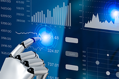 image of a robotic hand pointing to an online graph