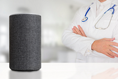 picture of a physician and a smart speaker