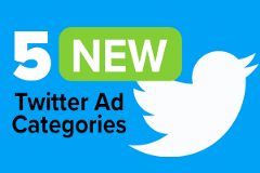 image of Twitter logo with text "5 new twttter ads"