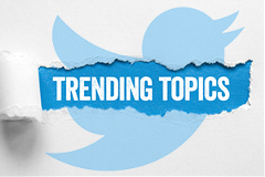 image of Twitter logo with the text "trending topics" imposed